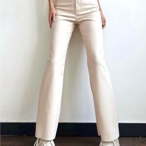 Dollhouse Cream Faux Leather Fleece Lined Skinny Flare Pants